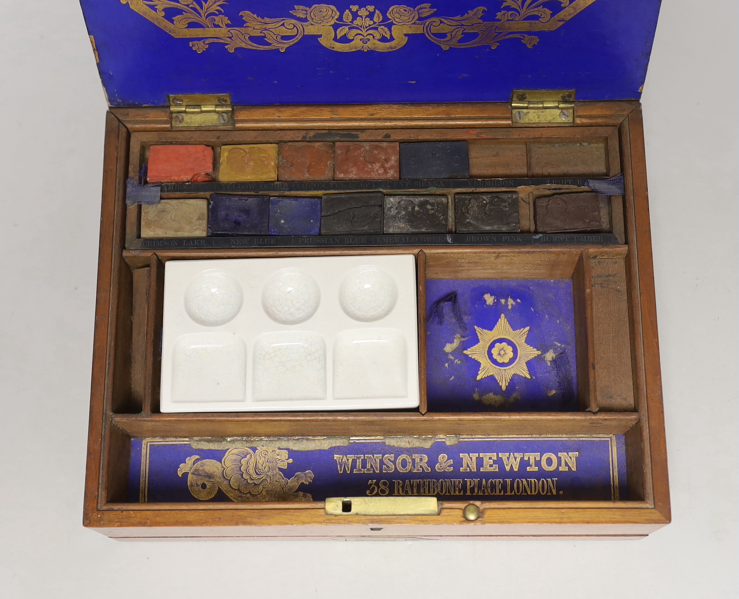 A Victorian Winsor & Newton mahogany watercolourist's set